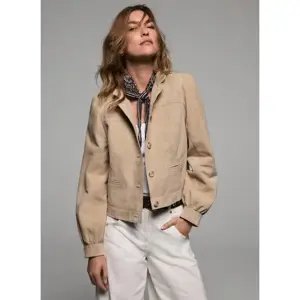 Mint Velvet Neutral Suede Puff Sleeve Jacket